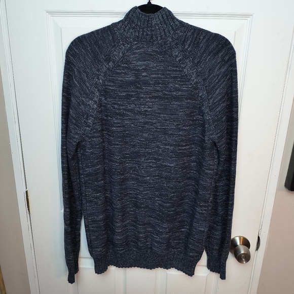 Lucky Brand Men's Quarter Zip Chunky Knit Neck Jumper Sweater Blue Medium Preppy - Picture 7 of 10